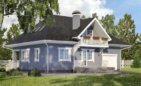 200-001-П Проект двухэтажного дома мансардой и гаражом, уютный домик из бризолита | Проекты домов от House Expert