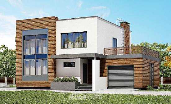 220-003-П Проект двухэтажного дома и гаражом, уютный домик из бризолита | Проекты домов от House Expert
