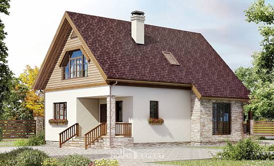 140-001-П Проект двухэтажного дома с мансардой, небольшой дом из арболита | Проекты домов от House Expert