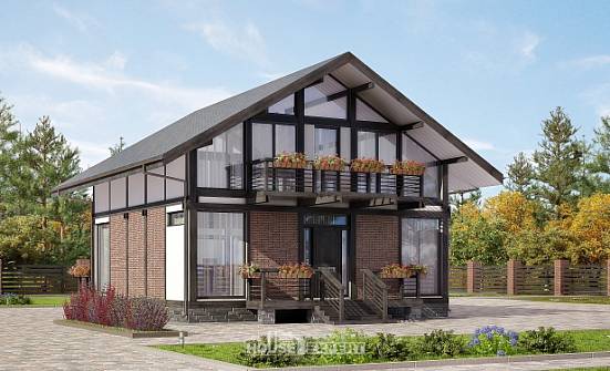 170-007-П Проект двухэтажного дома с мансардой, бюджетный дом из бревен | Проекты домов от House Expert