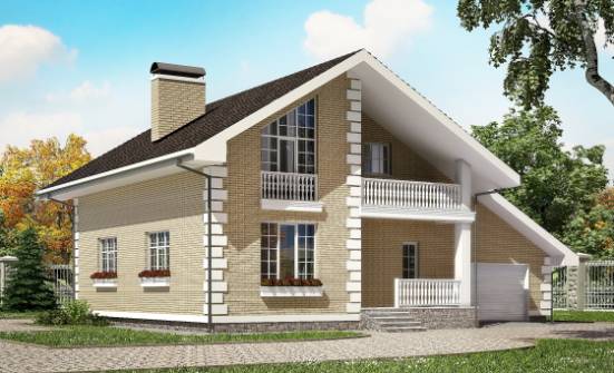 190-005-П Проект двухэтажного дома с мансардой и гаражом, средний коттедж из теплоблока | Проекты домов от House Expert