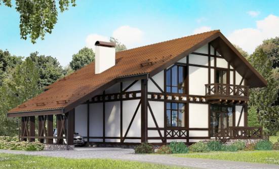 155-002-П Проект двухэтажного дома с мансардой и гаражом, бюджетный дом из бризолита | Проекты домов от House Expert