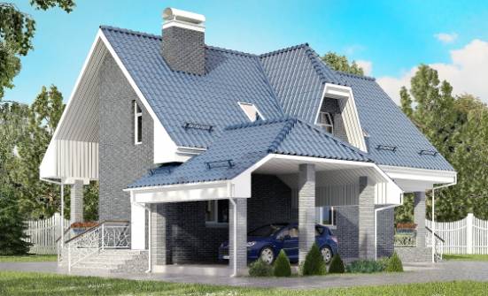 125-002-Л Проект двухэтажного дома мансардой и гаражом, экономичный дом из газобетона | Проекты домов от House Expert