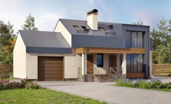 150-015-П Проект двухэтажного дома с мансардой и гаражом, классический дом из газосиликатных блоков | Проекты домов от House Expert