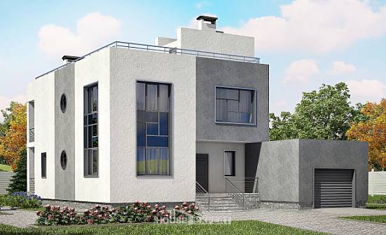 255-001-П Проект двухэтажного дома и гаражом, огромный коттедж из блока | Проекты домов от House Expert