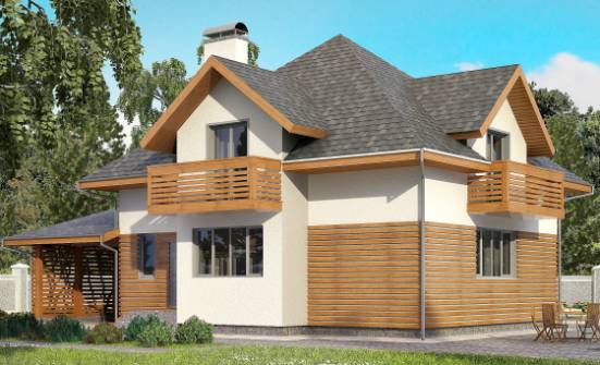 155-004-П Проект двухэтажного дома мансардный этаж и гаражом, уютный коттедж из поризованных блоков | Проекты домов от House Expert