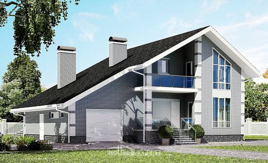 190-006-Л Проект двухэтажного дома мансардный этаж, гараж, красивый коттедж из газобетона | Проекты домов от House Expert