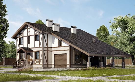 250-002-П Проект двухэтажного дома с мансардой, гараж, красивый домик из кирпича | Проекты домов от House Expert
