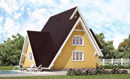 155-008-П Проект двухэтажного дома с мансардой, бюджетный домик из бревен | Проекты домов от House Expert