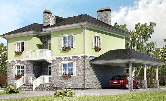 155-006-П Проект двухэтажного дома, гараж, скромный коттедж из бризолита | Проекты домов от House Expert
