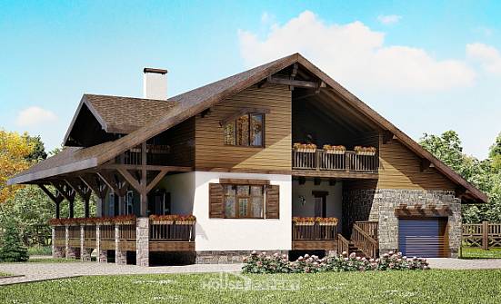 220-005-П Проект двухэтажного дома мансардой и гаражом, простой загородный дом из кирпича | Проекты домов от House Expert