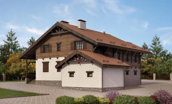 255-002-Л Проект двухэтажного дома с мансардой и гаражом, огромный домик из твинблока | Проекты домов от House Expert