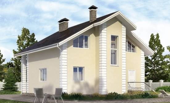 150-002-Л Проект двухэтажного дома с мансардным этажом и гаражом, простой домик из газобетона | Проекты домов от House Expert