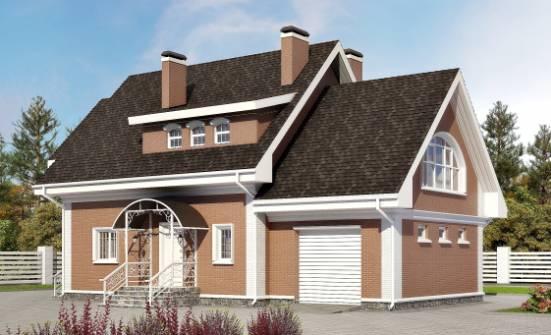 185-003-П Проект двухэтажного дома с мансардой и гаражом, уютный коттедж из теплоблока | Проекты домов от House Expert