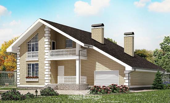190-005-П Проект двухэтажного дома с мансардой и гаражом, средний коттедж из теплоблока | Проекты домов от House Expert