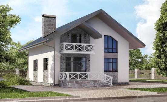 155-001-Л Проект двухэтажного дома мансардой, гараж, компактный загородный дом из блока | Проекты домов от House Expert