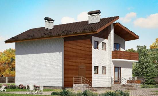 180-009-П Проект двухэтажного дома с мансардой, современный загородный дом из кирпича | Проекты домов от House Expert