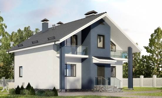 150-005-П Проект двухэтажного дома с мансардным этажом, простой коттедж из керамзитобетонных блоков | Проекты домов от House Expert