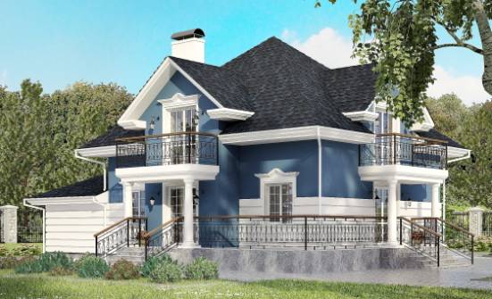 180-002-П Проект двухэтажного дома мансардой, гараж, уютный домик из кирпича | Проекты домов от House Expert