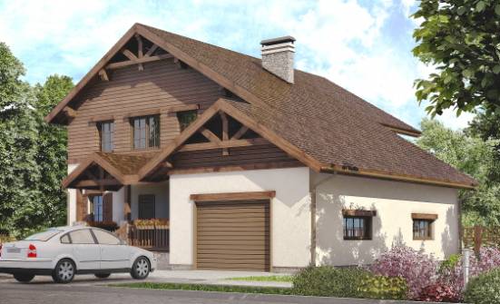 200-003-П Проект двухэтажного дома и гаражом, классический домик из поризованных блоков | Проекты домов от House Expert