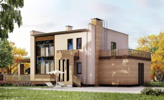 220-003-Л Проект двухэтажного дома, гараж, простой домик из газобетона | Проекты домов от House Expert