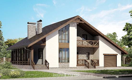 265-001-П Проект двухэтажного дома мансардой и гаражом, просторный домик из твинблока | Проекты домов от House Expert