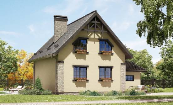 160-005-Л Проект двухэтажного дома с мансардой, гараж, красивый загородный дом из арболита | Проекты домов от House Expert