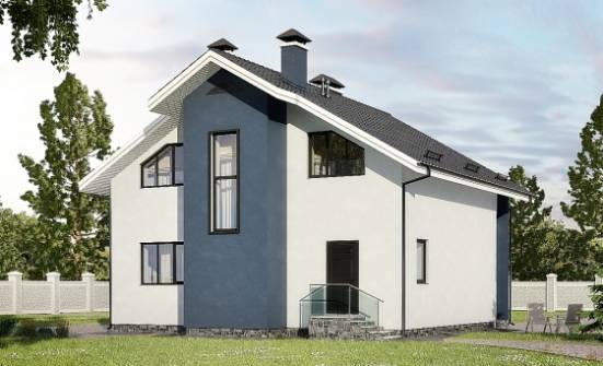150-005-П Проект двухэтажного дома с мансардным этажом, простой коттедж из керамзитобетонных блоков | Проекты домов от House Expert