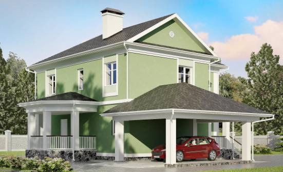 170-001-Л Проект двухэтажного дома, гараж, компактный дом из теплоблока | Проекты домов от House Expert