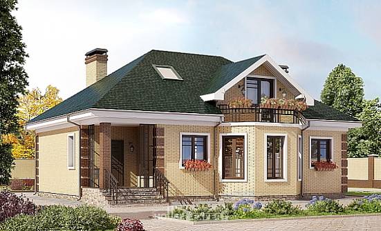 150-013-Л Проект двухэтажного дома с мансардой, недорогой загородный дом из кирпича | Проекты домов от House Expert