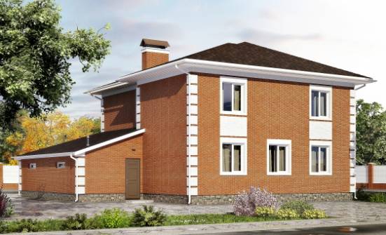 220-004-Л Проект двухэтажного дома и гаражом, красивый домик из кирпича | Проекты домов от House Expert