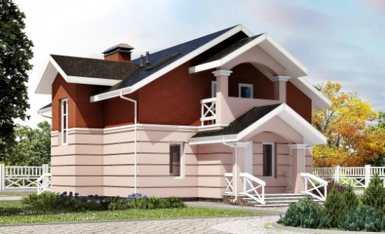 155-009-Л Проект двухэтажного дома с мансардным этажом, скромный дом из теплоблока | Проекты домов от House Expert