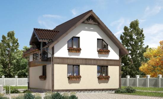 105-001-П Проект двухэтажного дома мансардой, небольшой загородный дом из пеноблока | Проекты домов от House Expert