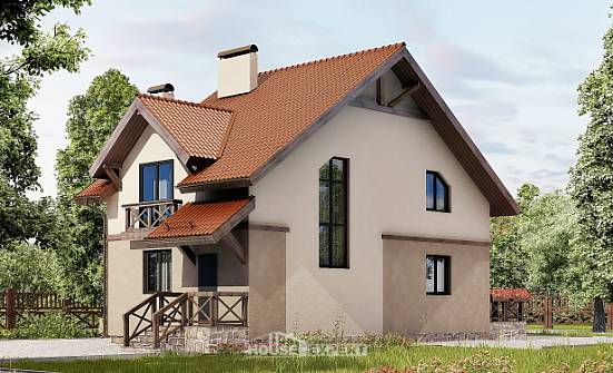 120-003-Л Проект двухэтажного дома с мансардой, классический домик из блока | Проекты домов от House Expert