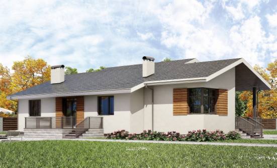 135-002-П Проект одноэтажного дома, гараж, скромный домик из арболита | Проекты одноэтажных домов от House Expert