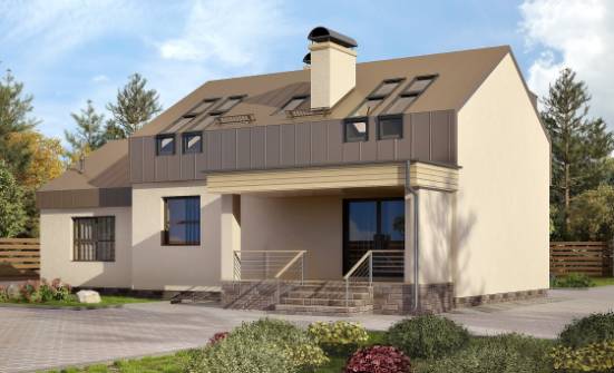 150-015-Л Проект двухэтажного дома мансардный этаж и гаражом, небольшой домик из бризолита | Проекты домов от House Expert