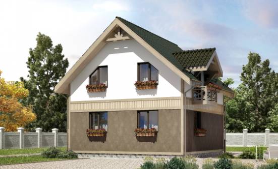105-001-Л Проект двухэтажного дома с мансардным этажом, доступный загородный дом из пеноблока | Проекты домов от House Expert