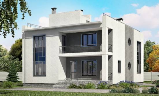255-001-П Проект двухэтажного дома и гаражом, огромный коттедж из блока | Проекты домов от House Expert