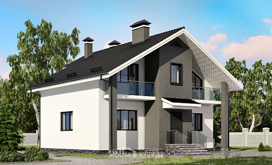 150-005-Л Проект двухэтажного дома с мансардой, небольшой домик из пеноблока | Проекты домов от House Expert