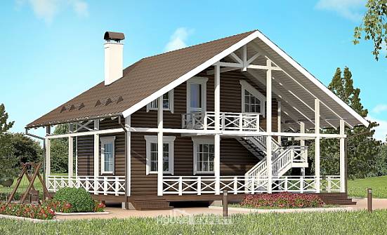 080-001-П Проект двухэтажного дома мансардой, доступный загородный дом из дерева | Проекты домов от House Expert