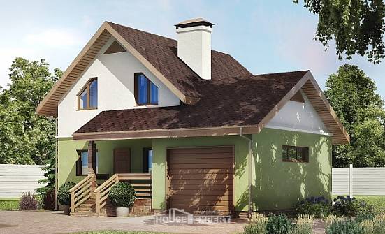 120-002-П Проект двухэтажного дома с мансардой и гаражом, классический загородный дом из блока | Проекты домов от House Expert