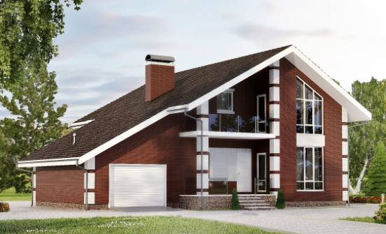 180-001-Л Проект двухэтажного дома с мансардным этажом и гаражом, компактный домик из газобетона | Проекты домов от House Expert