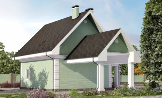 140-003-Л Проект двухэтажного дома с мансардой и гаражом, простой коттедж из пеноблока | Проекты домов от House Expert