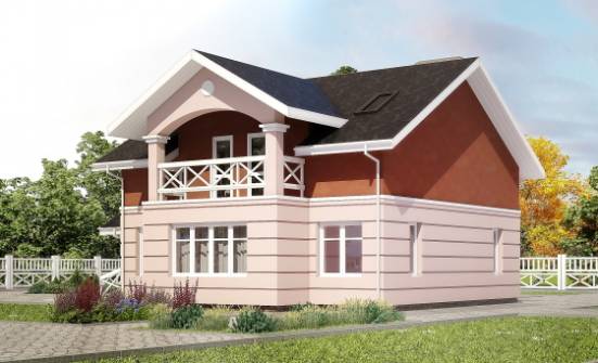 155-009-Л Проект двухэтажного дома с мансардным этажом, скромный дом из теплоблока | Проекты домов от House Expert