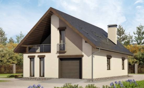 185-005-Л Проект двухэтажного дома мансардой, гараж, уютный загородный дом из газосиликатных блоков | Проекты домов от House Expert