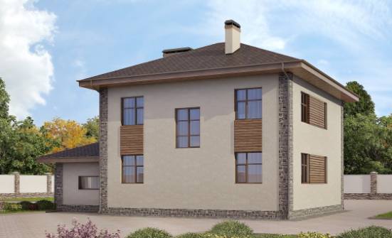 185-004-П Проект двухэтажного дома и гаражом, классический загородный дом из блока | Проекты домов от House Expert
