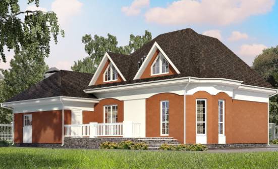180-007-П Проект двухэтажного дома мансардой, гараж, компактный загородный дом из блока | Проекты домов от House Expert