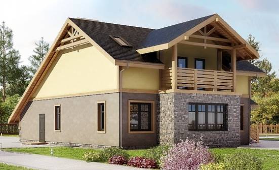 180-011-П Проект двухэтажного дома с мансардой и гаражом, классический коттедж из керамзитобетонных блоков | Проекты домов от House Expert
