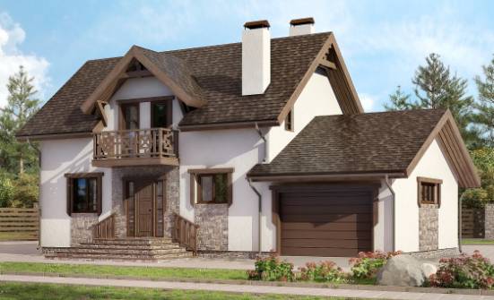 180-013-П Проект двухэтажного дома с мансардой и гаражом, уютный дом из поризованных блоков | Проекты домов от House Expert