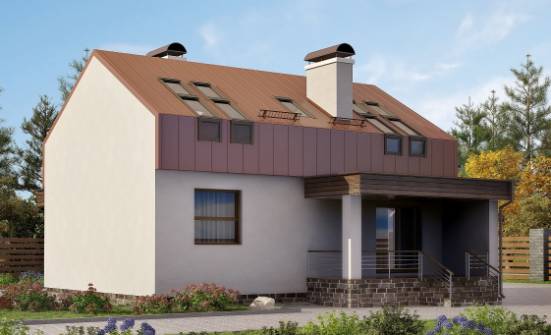 120-004-Л Проект двухэтажного дома с мансардой, уютный домик из газобетона | Проекты домов от House Expert